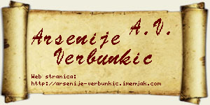 Arsenije Verbunkić vizit kartica